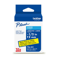 Brother Genuine TZe631 Laminated Tape for P-touch Label Makers - 12 mm wide x 8 m long - Black on Yellow-Black on yellow laminated TZe 12 mm tape for use with Brother P-touch label makers