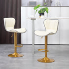 HOMCOM Adjustable Counter Height Swivel Bar Stools - Cream White - 2 Pack-Adjustable height and swivel seat for personalized seating experience
