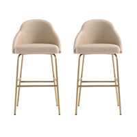 Manhattan Comfort - Gracie tabouret de bar moderne de 22" en similicuir, rembourré, beige et or, lot de 2-Tabouret de bar moderne avec dossier parfait pour une utilisation au bar et dans la cuisine. Ensemble de 2
