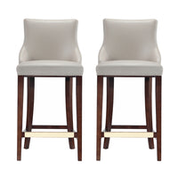 Manhattan Comfort Shubert 22.64" Modern Leatherette Upholstered Barstool - Light Grey - 2 Pack-Modern Barstool with Backseat Perfect for Bar and Kitchen Use. Set of 2