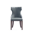 Manhattan Comfort Reine 19.7" Traditional Faux Leather Upholstered Dining Chair - Pebble Grey - Set of 4-Standard 4-Leg Base