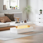 HOMCOM LED Coffee Table with 2 Drawers - White-Can be plugged in or powered by 3 AA batteries (batteries not included)