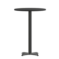 Flash Furniture 36'' Round Laminate Table Top, Black with 30'' x 30'' Bar-Height Table Base (XURD36BKT3030B)-Bar Height Hospitality Table