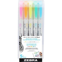 Zebra Mildliner Feutre-pinceaux et marqueur, Ensemble Flouorescent, paq. de 5-Non toxique (AP)