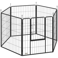PawHut 6-Panel Heavy Duty Dog Playpen with Door for Large Dogs - 39" H-An excellent romping ground and can also work as a partition