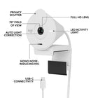 Logitech Brio 300 Full HD Webcam with Privacy Shutter & Noise Reduction Mic - White-Logi Tune: Enjoy the free app  to customize your video experiences such as adjusting color and image quality