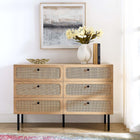 Modway Chaucer 6-Drawer Compact Dresser - Oak-Spacious Full-Glide Drawers
