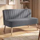 HOMCOM 46" Upholstered Loveseat Sofa with Wood Legs - Grey-Adjustable feet keep stable on uneven floor