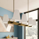 Modway Enthrall 8-Light Chandelier - White/Satin Brass-Ceiling Canopy With Swivel Adaptors