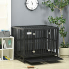 PawHut 41" Heavy Duty Steel Kennel Pet Cage - Black-Colour: Black 