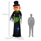 Outsunny 8' Lit Inflatable Pumpkin Ghost in A Hat Halloween Decoration-turn off to deflate easily 