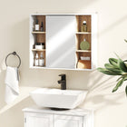 HOMCOM Wall Mounted Bathroom Storage Cabinet with Mirrored Door and Shelf - White-Classic design and classic color fit in almost all kinds of residence perfectly