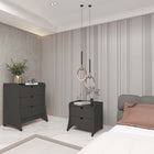 Manhattan Comfort Coney Mid-Century Modern Dresser and Nightstand Set - Grey-Spacious Drawers With Simple .75 Gliding Mechanism.