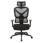 Pro-line II - Fauteuil Ergonomic avec haut dossier en maille et siège en tissu avec appui-tête-Dossier en maille noire perméable à l'air avec support lombaire auto-ajustable