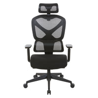 Pro-line II - Fauteuil Ergonomic avec haut dossier en maille et siège en tissu avec appui-tête-Dossier en maille noire perméable à l'air avec support lombaire auto-ajustable