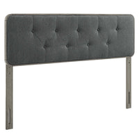 Modway Collins Tufted Fabric and Wood King Headboard - Grey Charcoal-Upholstered King Headboard