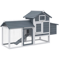 PawHut - Poulailler en bois 60 po pour petits animaux avec plateau amovible - blanc-Poulailler de taille compacte, adapté aux poules ou aux petits poussins 