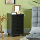 HOMCOM Filing Cabinet with 5 Wheels & Storage Organizer - Black-Ball-bearing drawer slides for smooth gliding
