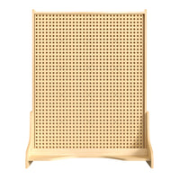 Flash Furniture Bright Beginnings Commercial Grade Natural Finish Wooden Double Sided Freestanding STEAM Wall Base w/ Peg Panels-Commercial Grade Freestanding STEAM Wall System with Peg Boards