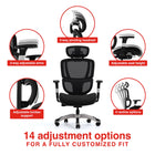 Staples - Fauteuil fonctionnel pivotant ergonomique en tissu Hyken Pro - Noir-Dossier en filet perméable à l’air pour un soutien rafraîchissant toute la journée