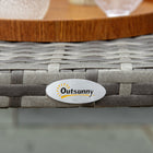 Outsunny - Table basse en rotin 35,4 po L x 19,7 po l, gris-Table rectangulaire doublée d'une plaque en PP, stable pour poser des objets, facile à nettoyer et à entretenir  