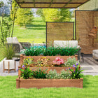 Outsunny 3-Tier Raised Garden Bed for Yard - 49" x 49" x 22"-Different levels of herb garden height can be planted with deep roots or ordinary plants 
