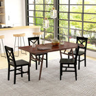 HOMCOM Farmhouse Wood Dining Chairs with Cross Back - Black - Set of 4-Special cross back to help provide support