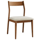 Modway - Solara Bois en tissu Fauteuils d’accompagnement à manger Ensemble de 2 - Noyer Tissage de bruyère beige-Assemblée requise