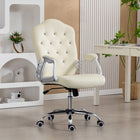 Vinsetto Vanity Office Chair with Swivel Wheels - Beige-Take a break and stretch out with a tilt function