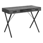 Monarch Specialties 7795 42" Computer Desk - Grey Stone-Look/Black Metal-Perfect multi-use computer desk for all laptop or tablets; easy maintainable surface in a grey stone-look finish