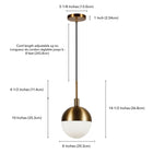 Hudson&Canal - Suspension Orb de 20 cm de large avec abat-jour en verre - Laiton/blanc lait-Dimensions du produit : 8" L x 8" l x 10" H