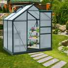 Outsunny Polycarbonate Greenhouse - 6' x 4' x 6.6' - Green- Nurse seedlings, grow tropical, or extend the growing season into mild winters
 