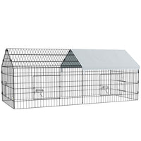 PawHut 73" Small Animal Cage with Roof - Light Grey-Not only indoor use but also allows outdoor use 