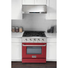 Kucht - 30 po Série KDF Cuisinière Pro Style au gaz naturel - Acier inoxydable/Rouge-Les grilles robustes en fonte permettent de déplacer facilement les casseroles entre les brûleurs sans avoir à les soulever