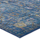 Modway - Minu Treillis floral vieilli Tapis 4 pi l x 6 pi L - Bleu foncé, jaune et orange-Résistant aux taches / Facile à nettoyer