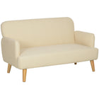 HOMCOM - Canapé 2 places avec rembourrage épais et pieds en bois - blanc crème-Siège rembourré avec accoudoirs pour plus de confort lors des longues séances assises 