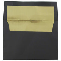 JAM Paper A6 Foil Lined Invitation Envelopes - 4.75 x 6.5 - Black Linen with Gold Foil - 25 Pack-Features a smooth paper finish and shiny foil lining to add a pop of color to any mailing
