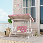 Qaba Kids 2-Seater Patio Swing Bench with Safety Belts and Adjustable Canopy - Unicorn & Rainbow - Pink-Unicorn and rainbow design sparks your child's imagination daily 