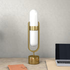 Hudson&Canal Blair Pill-Shaped Table Lamp with Milk Glass Shade - Brass/White-Features easy assembly
