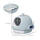 PawHut Enclosed Cat Litter Box with Lid, Scoop, Front Door and Skylight - Blue-Spacious interior for ample movement 