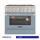 Kucht 36" KDF Series Pro Style Propane Gas Dual Fuel Range - Stainless Steel/Cement Grey-Cook and bake like a pro with the extra-large convection oven with 5.2 cu. ft. of capacity, 5-rack configuration and extra-large oven window