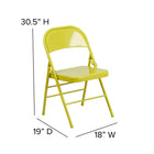 Chaise pliante de la série HERCULES COLORBURST en métal couleur Twisted Citron à triple entretoise et double charnière-Cadre en acier de calibre 18