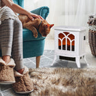 HOMCOM 750/1500W Portable Electric Fireplace Heater - White-Effective in areas of 161-215 sq. ft. (15-20 m²) 