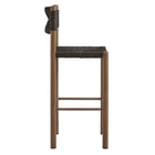 Modway Parkland Outdoor Patio Rattan and Aluminum Bar Stools - Walnut - Set of 2-7
