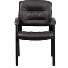 Flash Furniture – Chaise de réception/d’invité en cuir avec une structure finie noire, brun-Chaise d'invité