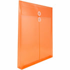 JAM Paper Plastic Envelopes with Button and String Tie Closure, Letter Open End, 9.75 x 11.75, Orange Poly, 12 Pack (118B1OR)-Opening: open end