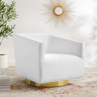 Modway Twist Accent Lounge Performance Velvet Swivel Chair - Gold White-Performance Velvet Upholstery