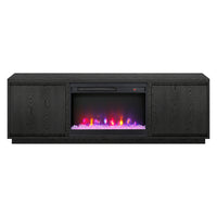 Hudson&Canal - Meuble TV Presque avec foyer en cristal de 26 po pour téléviseurs jusqu'à 75 po - Grain noir-Un design contemporain pouvant accueillir des téléviseurs jusqu'à 75 pouces pour votre espace de divertissement