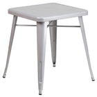 Flash Furniture – Petite table carrée en métal de 24 po pour intérieur/extérieur, argenté (CH3133029SIL)-Argenté/métal, caoutchouc