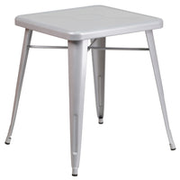Flash Furniture – Petite table carrée en métal de 24 po pour intérieur/extérieur, argenté (CH3133029SIL)-Argenté/métal, caoutchouc